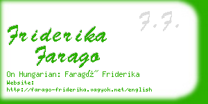friderika farago business card